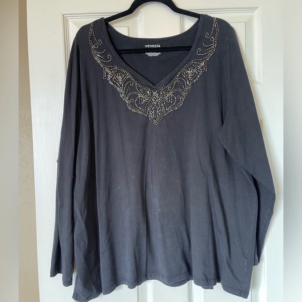 Lane Bryant Venezia Top W/Metal Bead Design